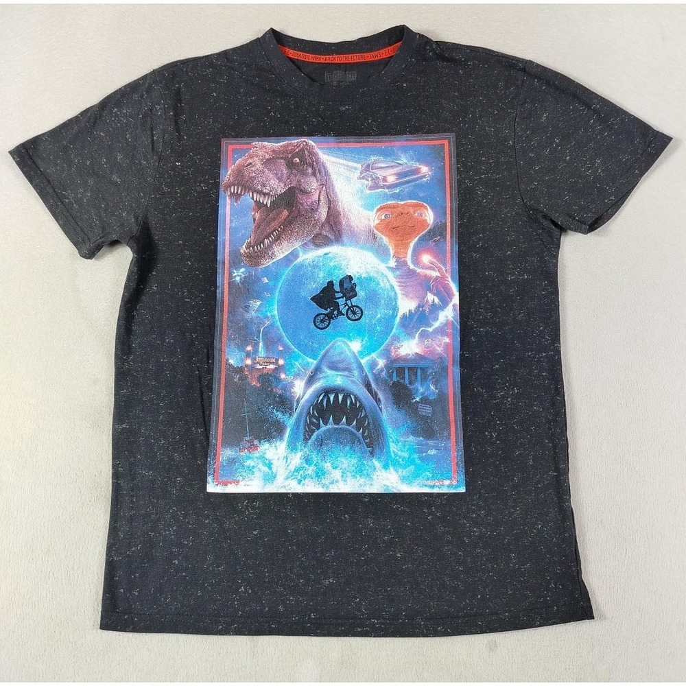 Universal Back To The Future Jurassic Park E.T. Jaws Shirt Mens Small Black